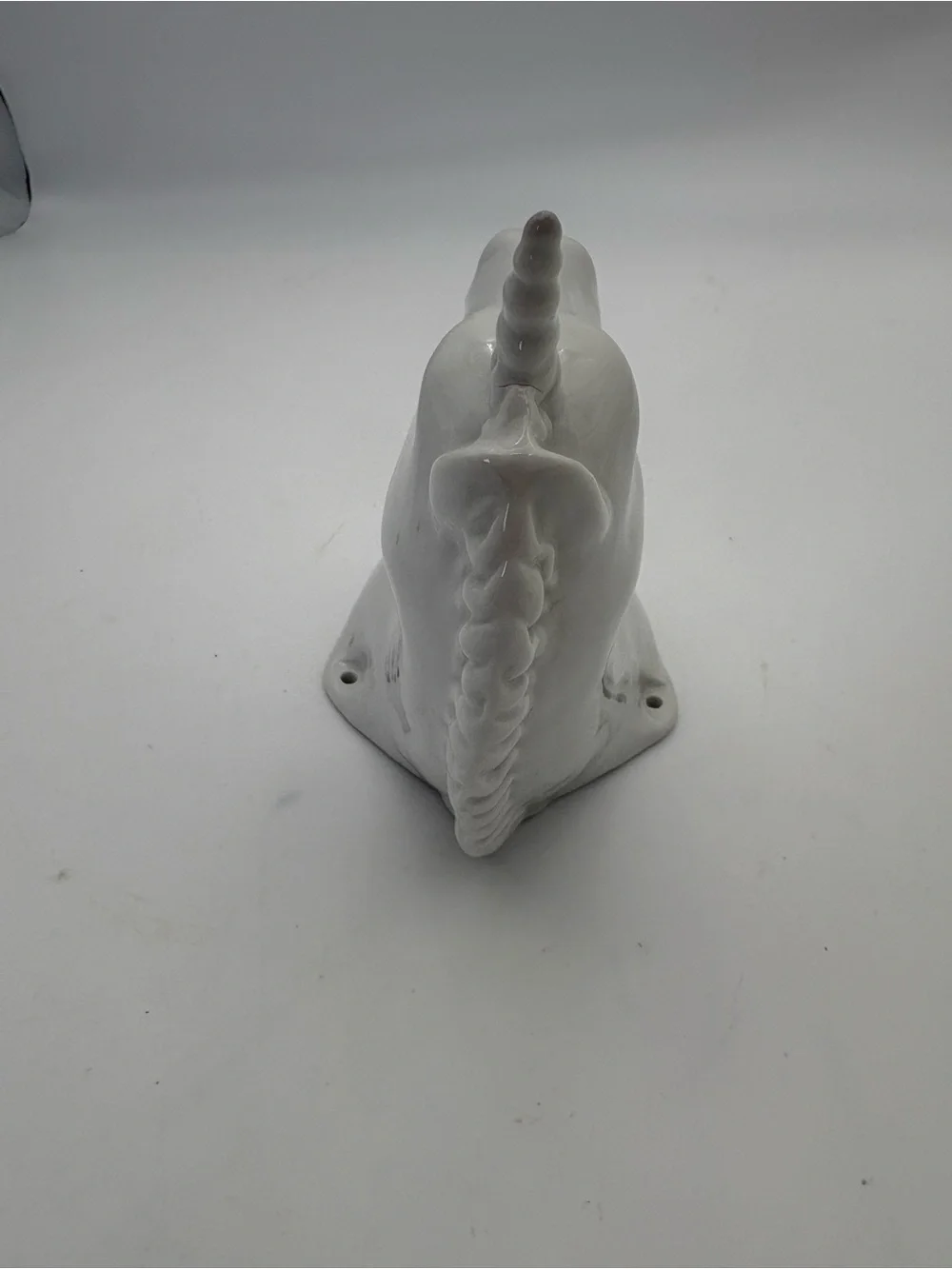 White Glazed Ceramic Unicorn Hook